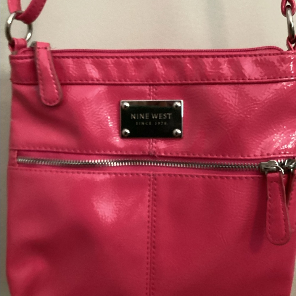 Nine West Hot Pink Crossbody Bag with Silver Hardware